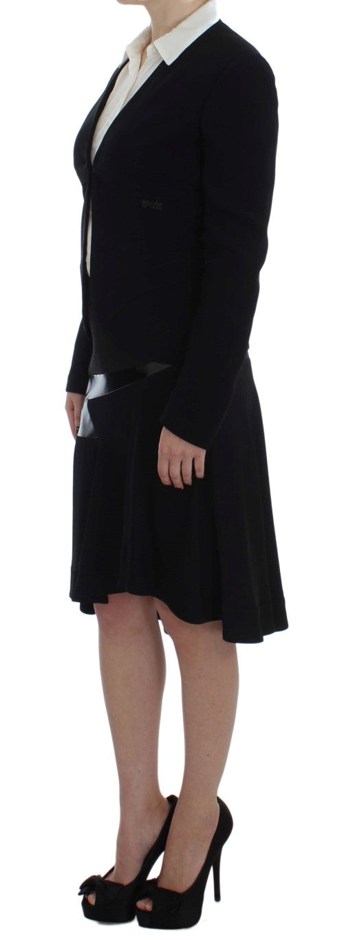 Exte Schwarz Blau Zweiteiliger Anzug Rock & Blazer