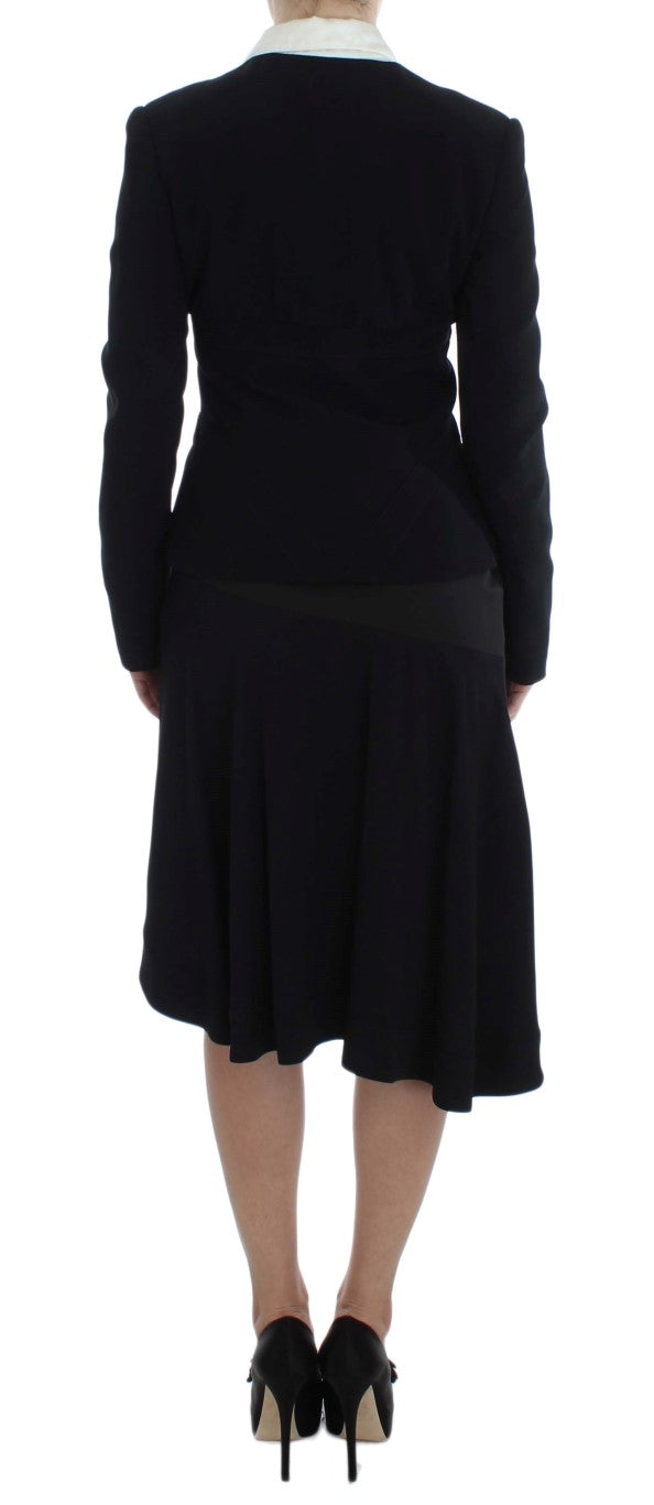 Exte Schwarz Blau Zweiteiliger Anzug Rock & Blazer