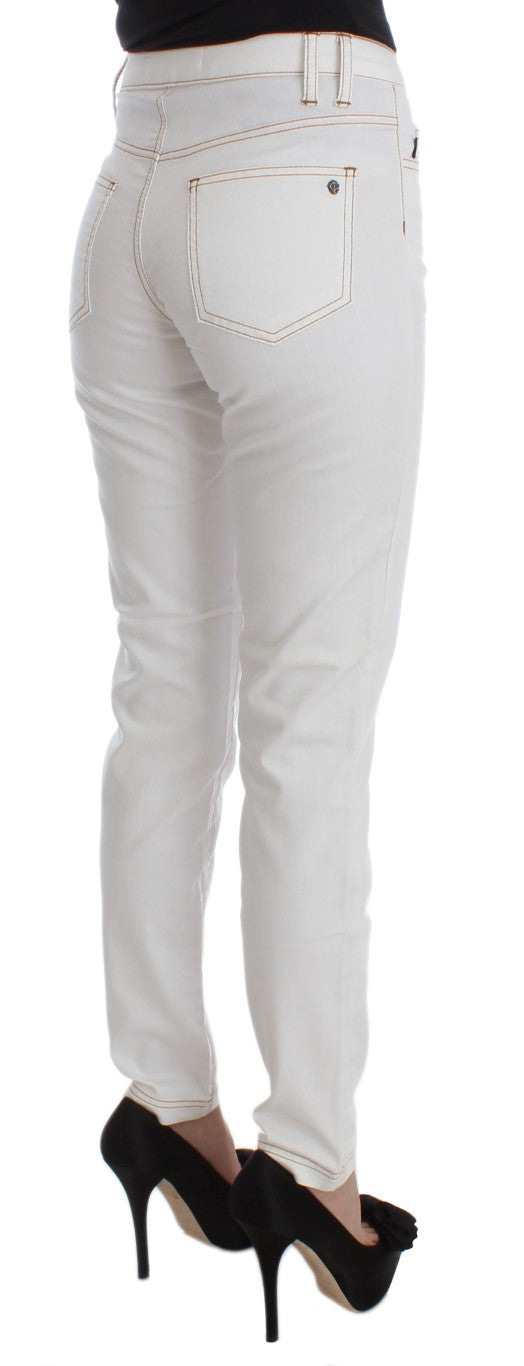Jean slim Cavalli en coton mélangé blanc