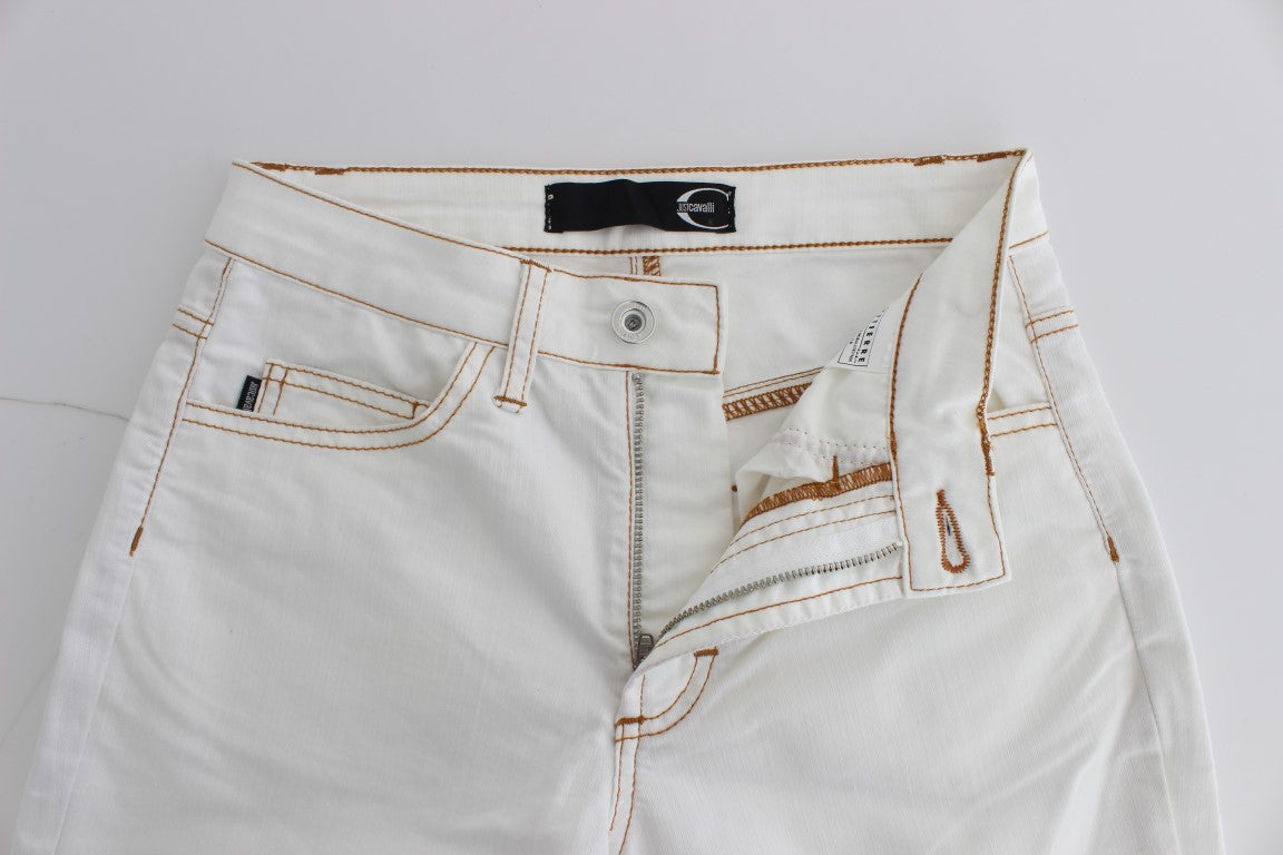 Jean slim Cavalli en coton mélangé blanc