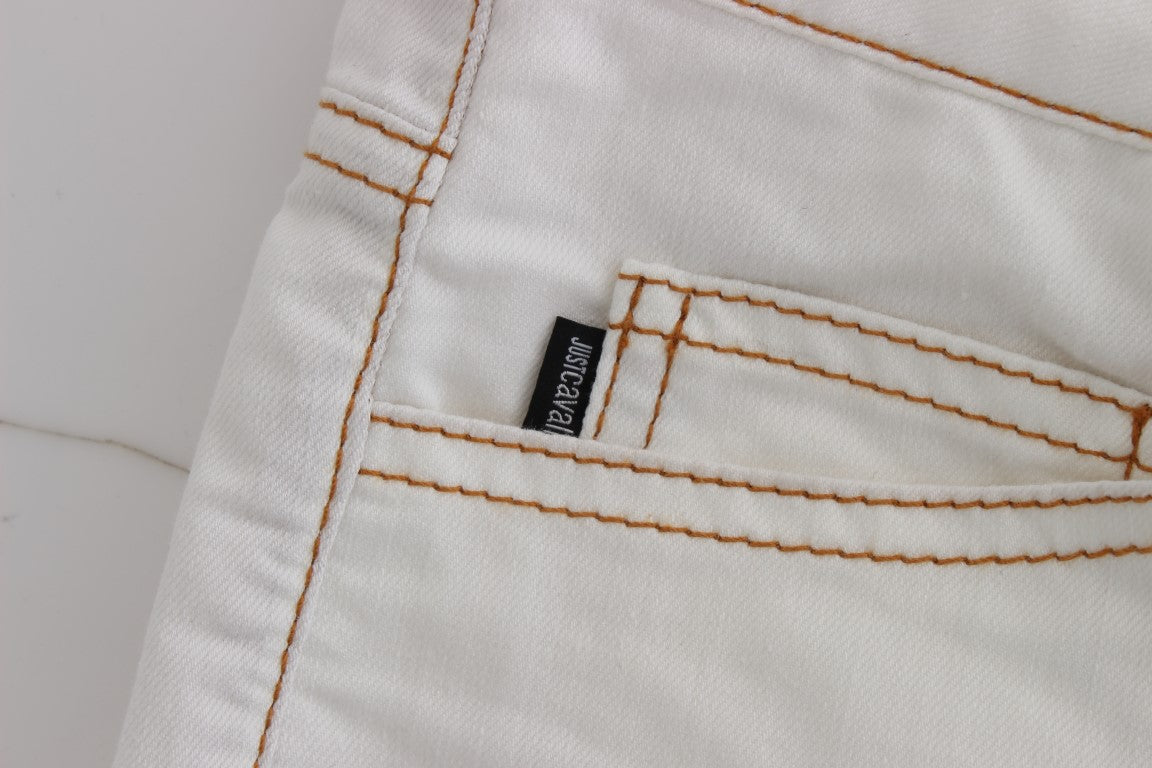 Jean slim Cavalli en coton mélangé blanc