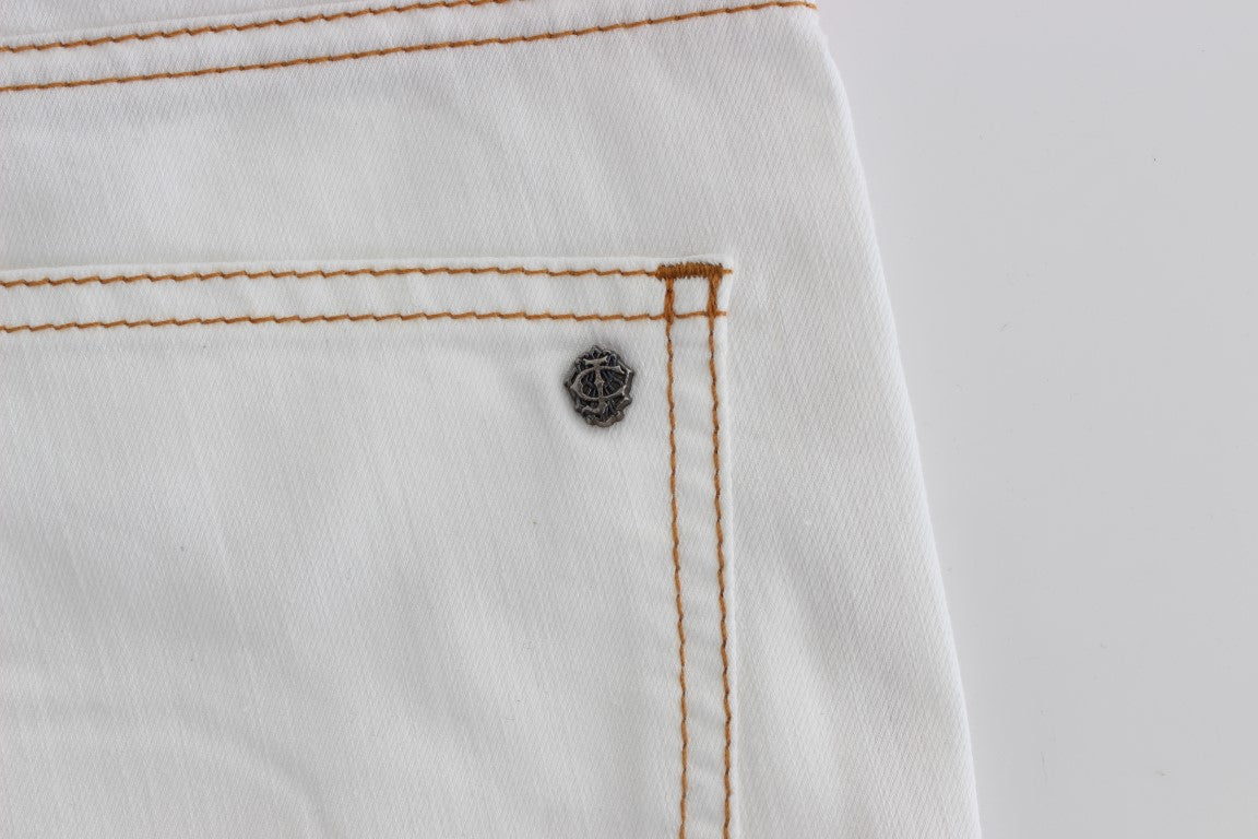 Jean slim Cavalli en coton mélangé blanc