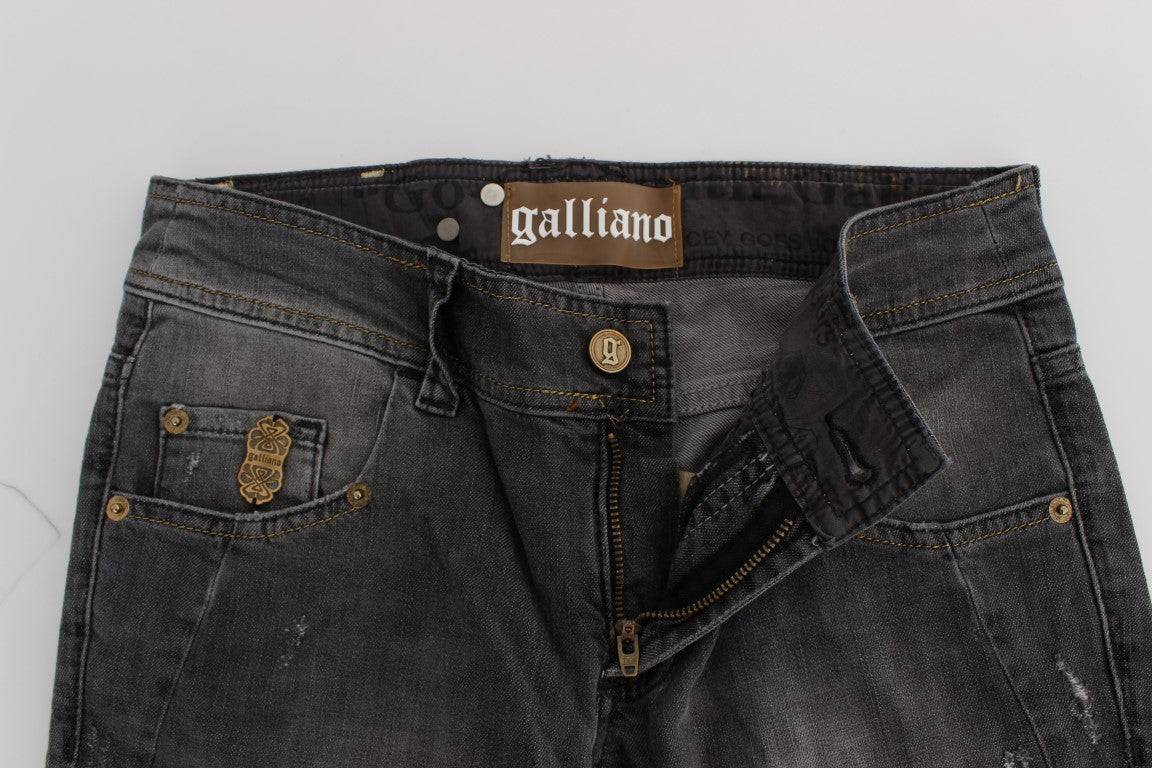 Jean slim stretch en coton mélangé délavé gris John Galliano