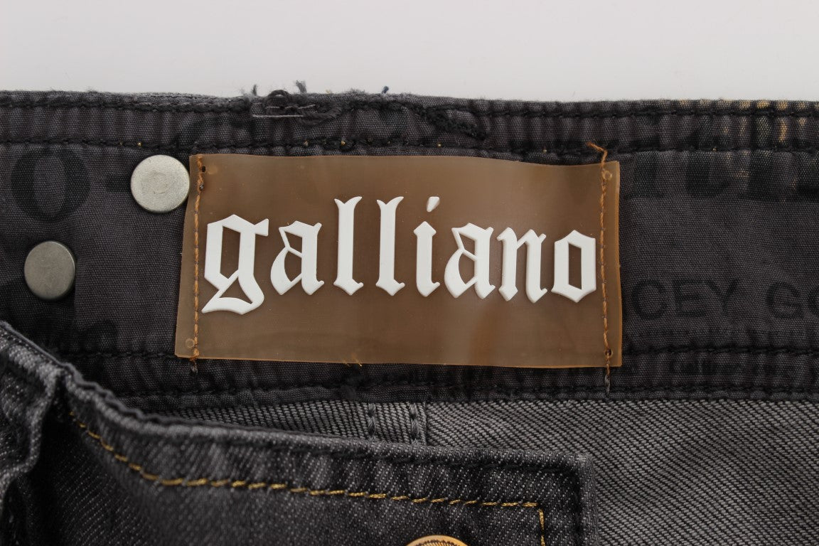 Jean slim stretch en coton mélangé délavé gris John Galliano
