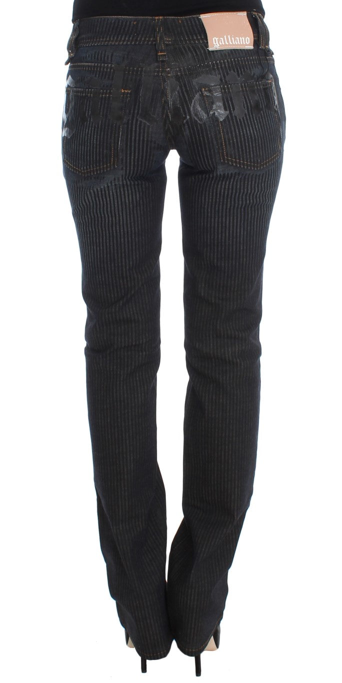 Jean bootcut slim en coton mélangé délavé bleu John Galliano