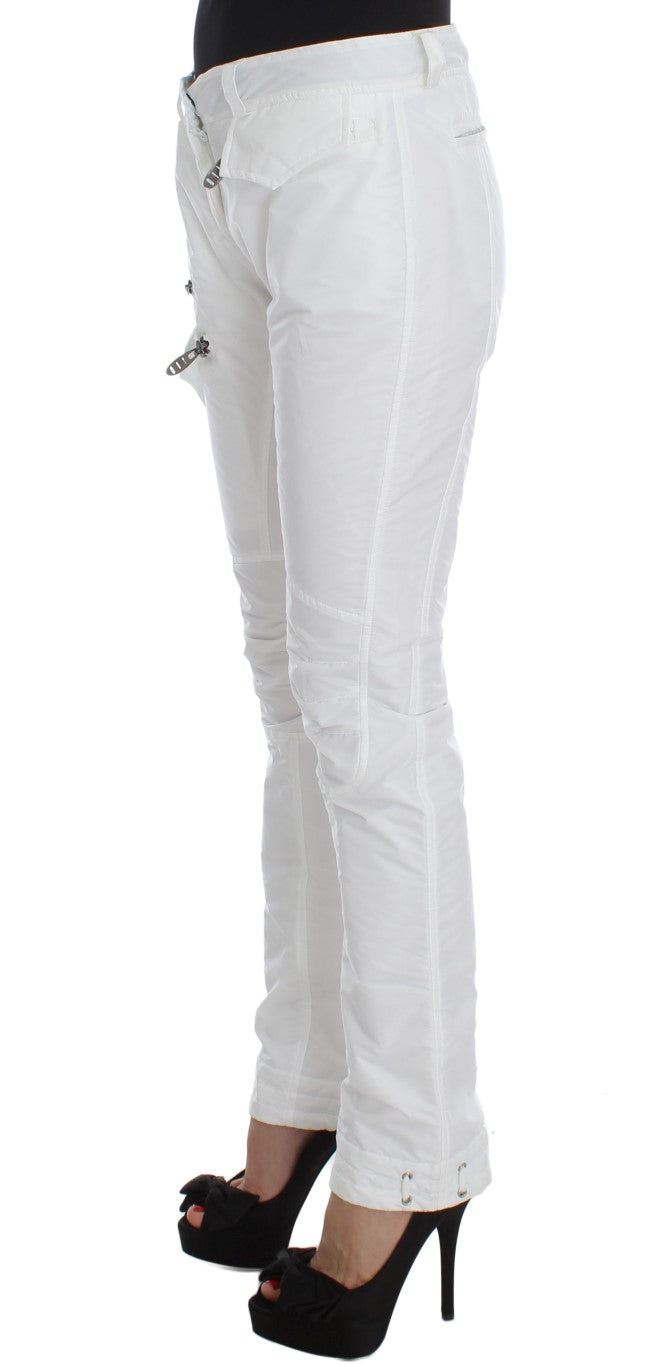 Ermanno Scervino – Gepolsterte Cargohose aus weißem Nylon in Slim Fit