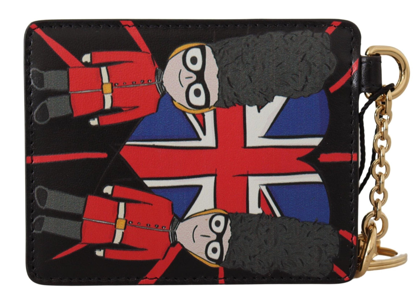 Dolce & Gabbana – Kartenetui aus schwarzem Leder #DGLovesLondon mit Schlüsselanhänger und Münzfach