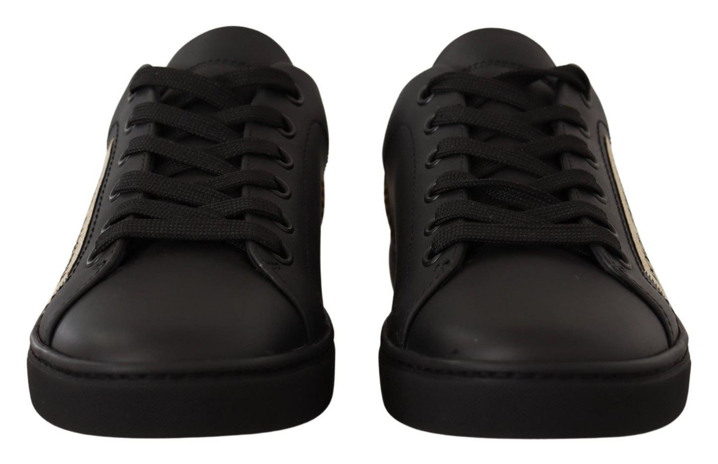 Baskets basses Dolce & Gabbana en cuir noir et doré pour femme