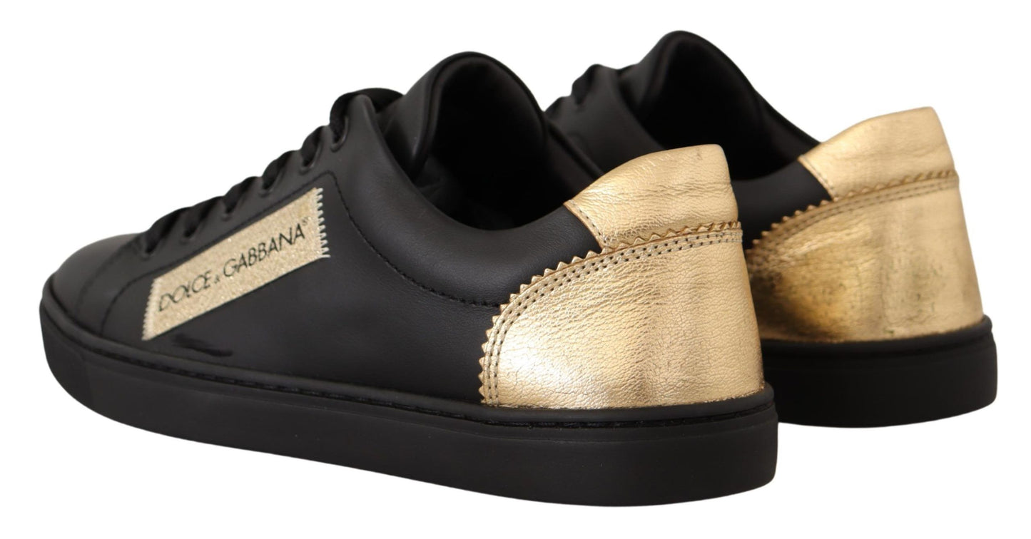 Baskets basses Dolce & Gabbana en cuir noir et doré pour femme