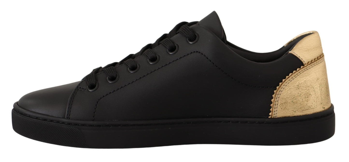 Baskets basses Dolce & Gabbana en cuir noir et doré pour femme