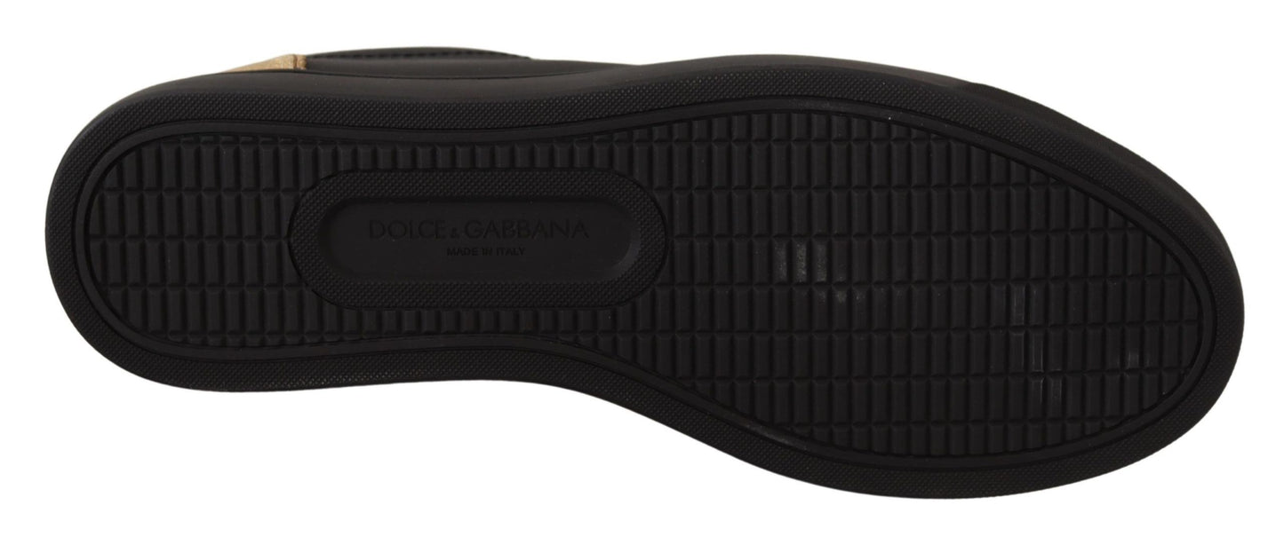 Baskets basses Dolce & Gabbana en cuir noir et doré pour femme