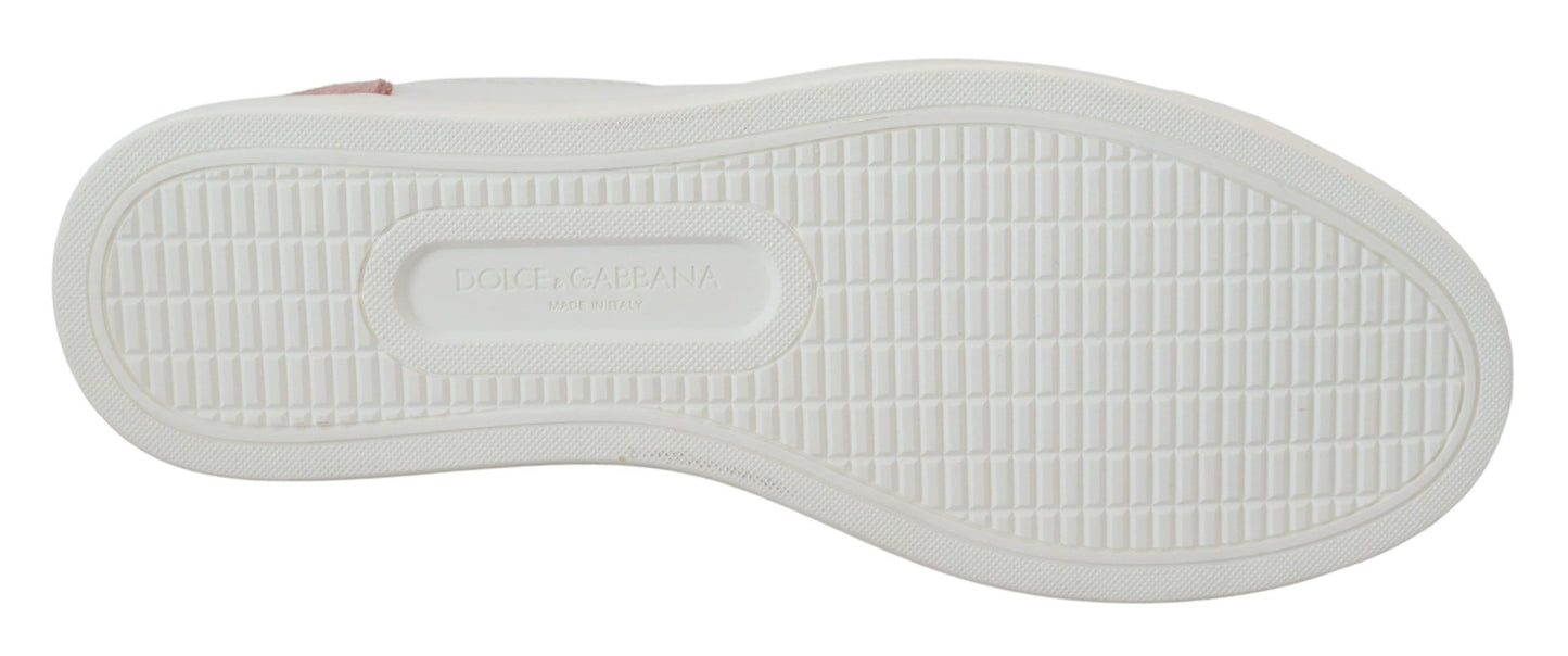 Dolce & Gabbana Weiß Rosa Leder Low Top Sneakers Schuhe