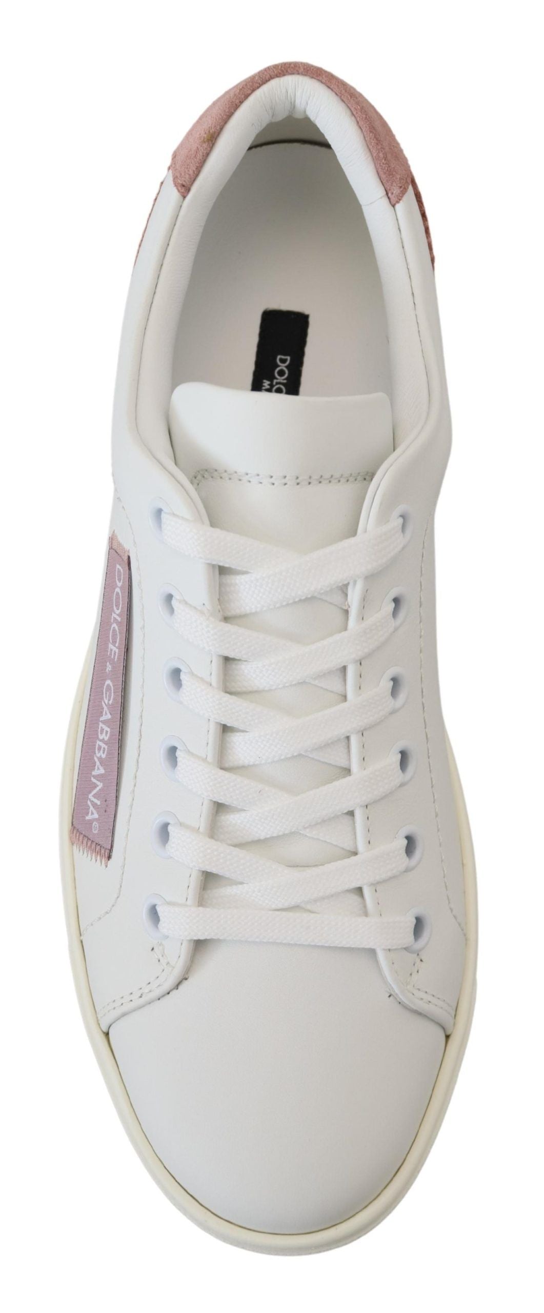 Dolce & Gabbana Weiß Rosa Leder Low Top Sneakers Schuhe