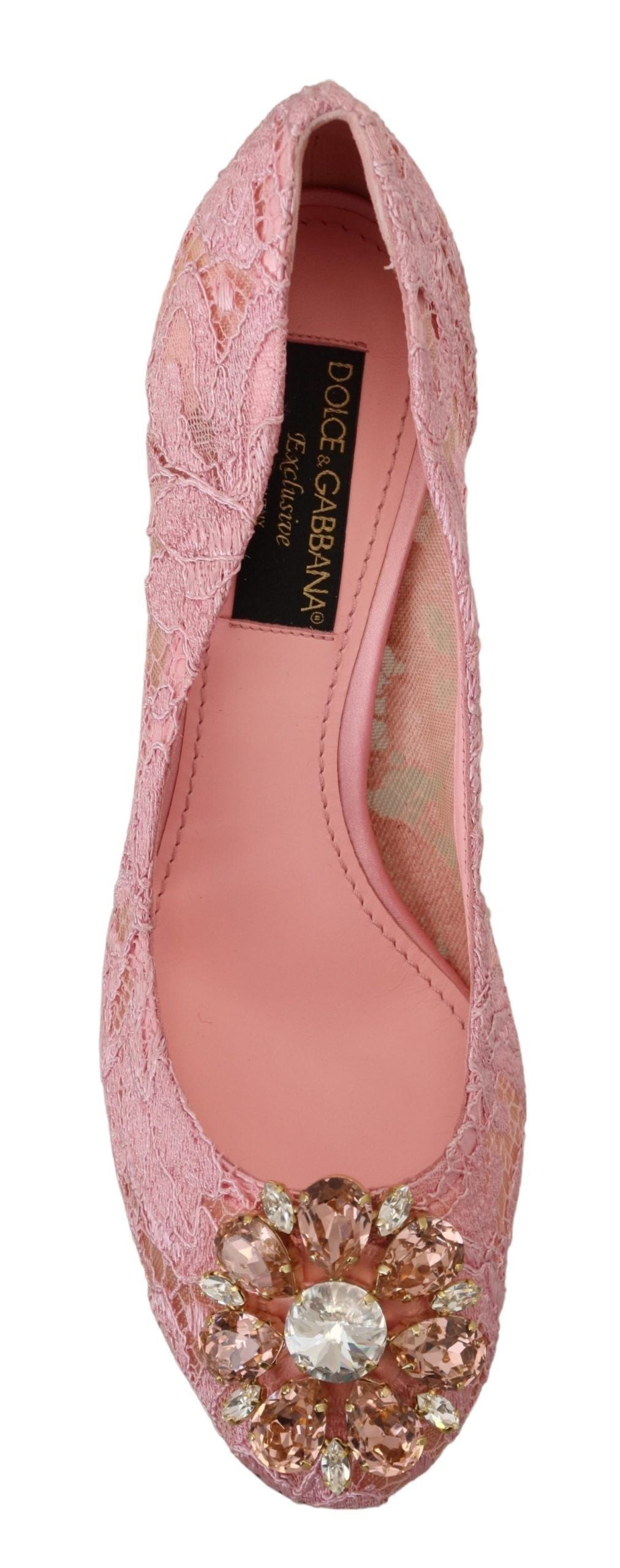 Escarpins Dolce & Gabbana en dentelle rose Taormina et cristaux pastel