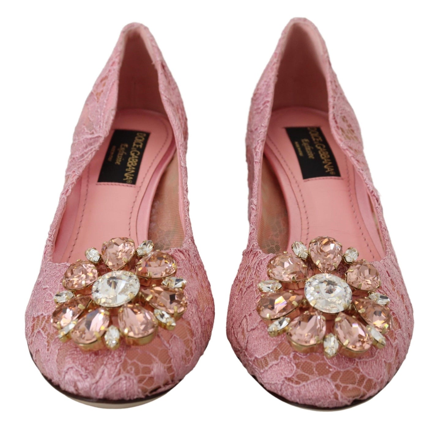 Escarpins Dolce & Gabbana en dentelle rose Taormina et cristaux pastel