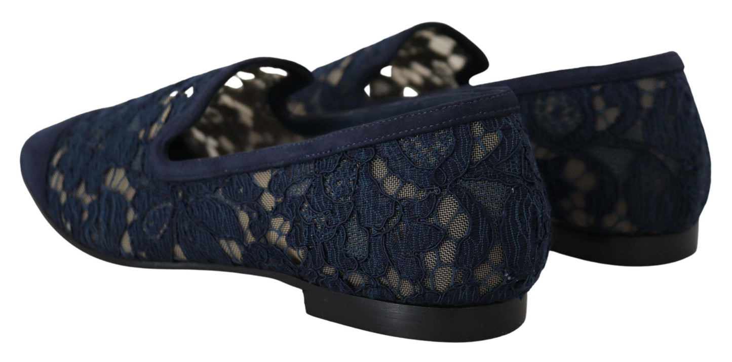 Mocassins plats Dolce & Gabbana en dentelle florale bleue