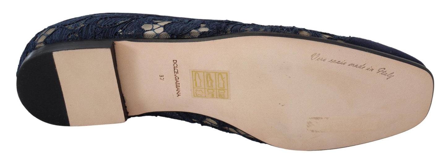 Mocassins plats Dolce & Gabbana en dentelle florale bleue