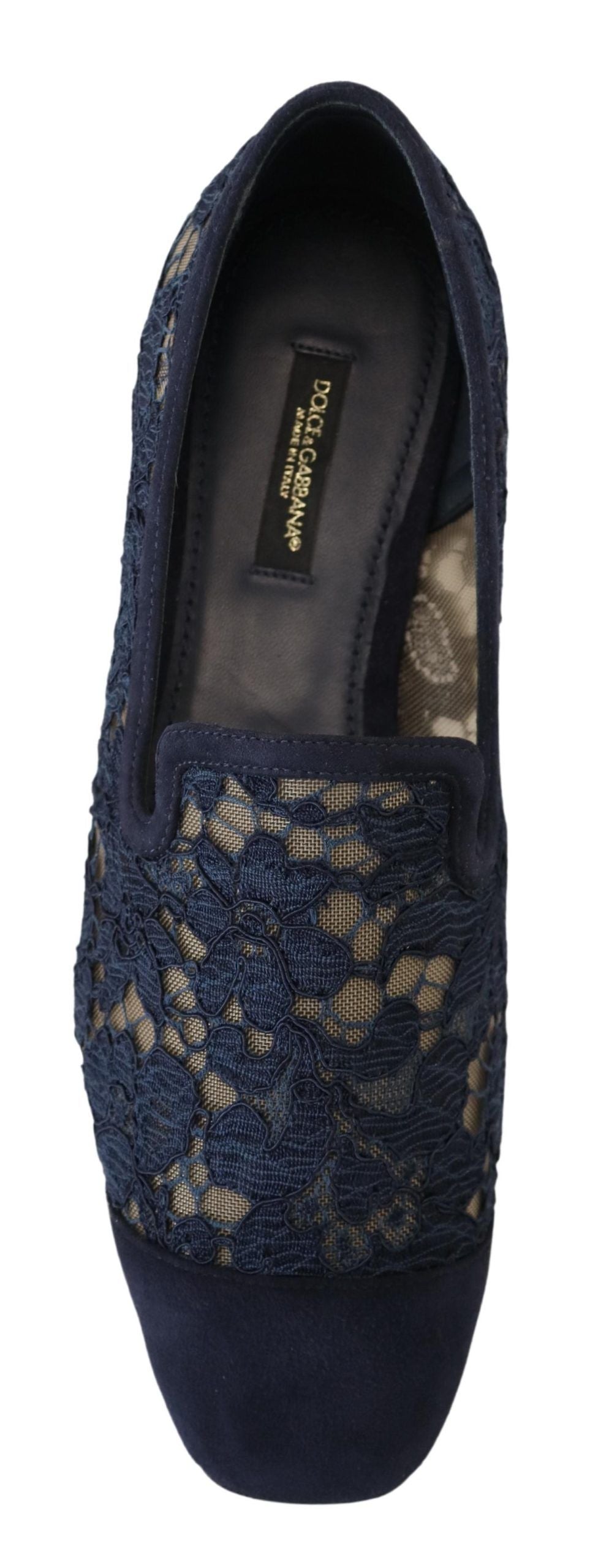 Mocassins plats Dolce & Gabbana en dentelle florale bleue