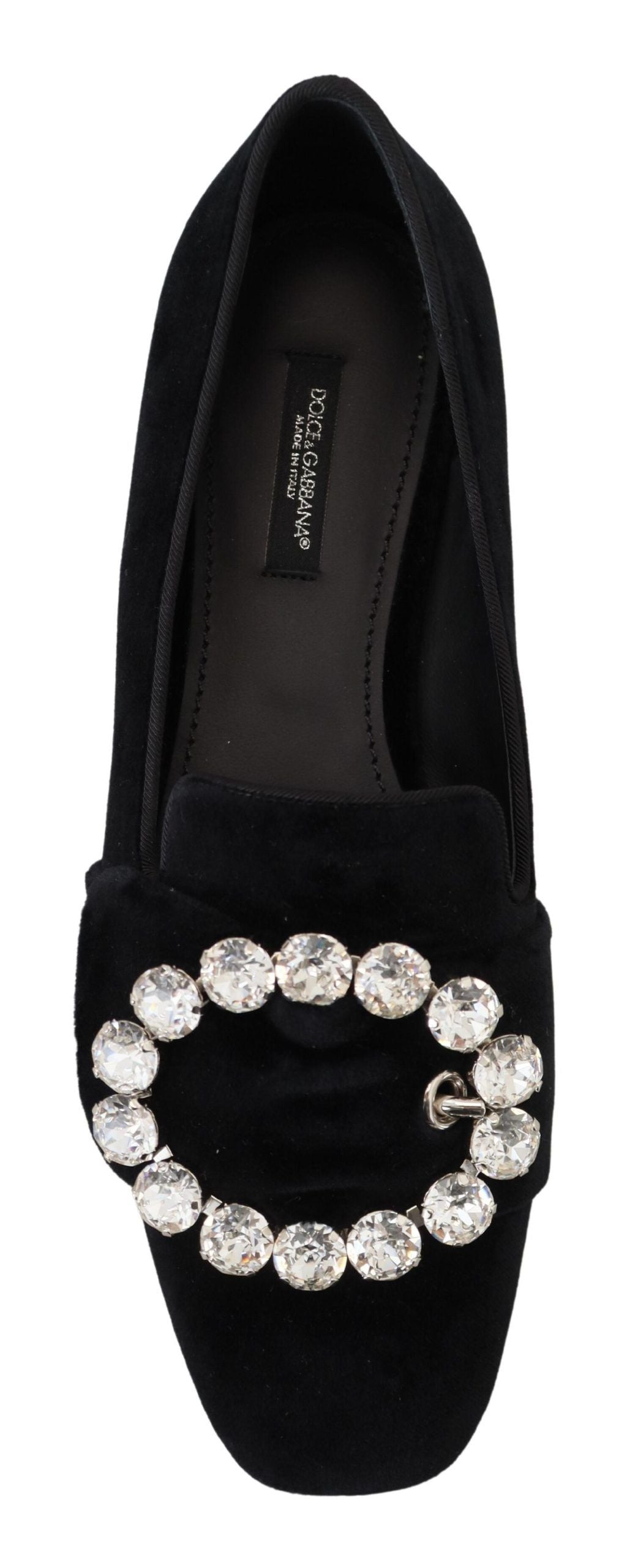 Mocassins plats Dolce & Gabbana en velours noir avec cristaux
