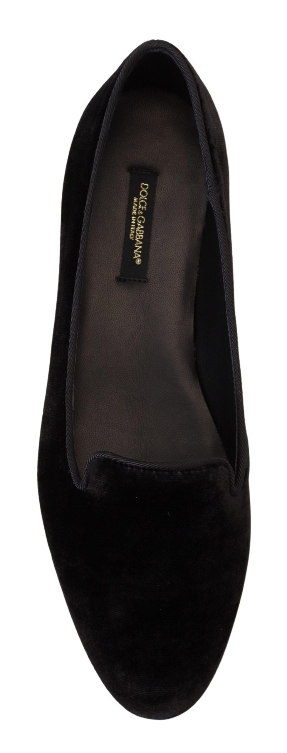 Mocassins plats à enfiler en velours noir Dolce & Gabbana
