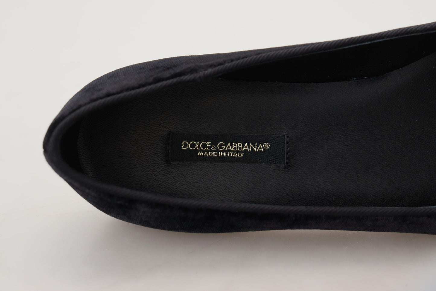 Mocassins plats à enfiler en velours noir Dolce & Gabbana