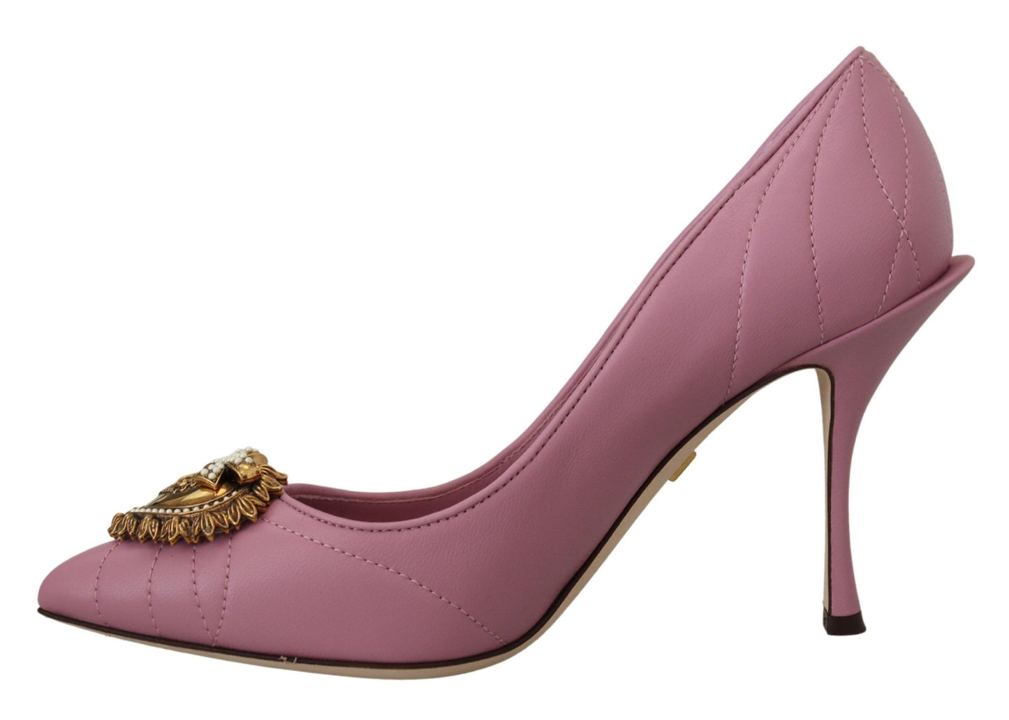 Escarpins à talons Dolce & Gabbana en cuir rose avec cœur DEVOTION