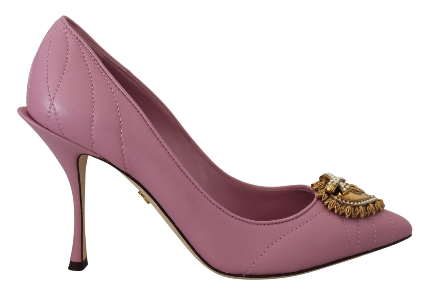 Escarpins à talons Dolce & Gabbana en cuir rose avec cœur DEVOTION