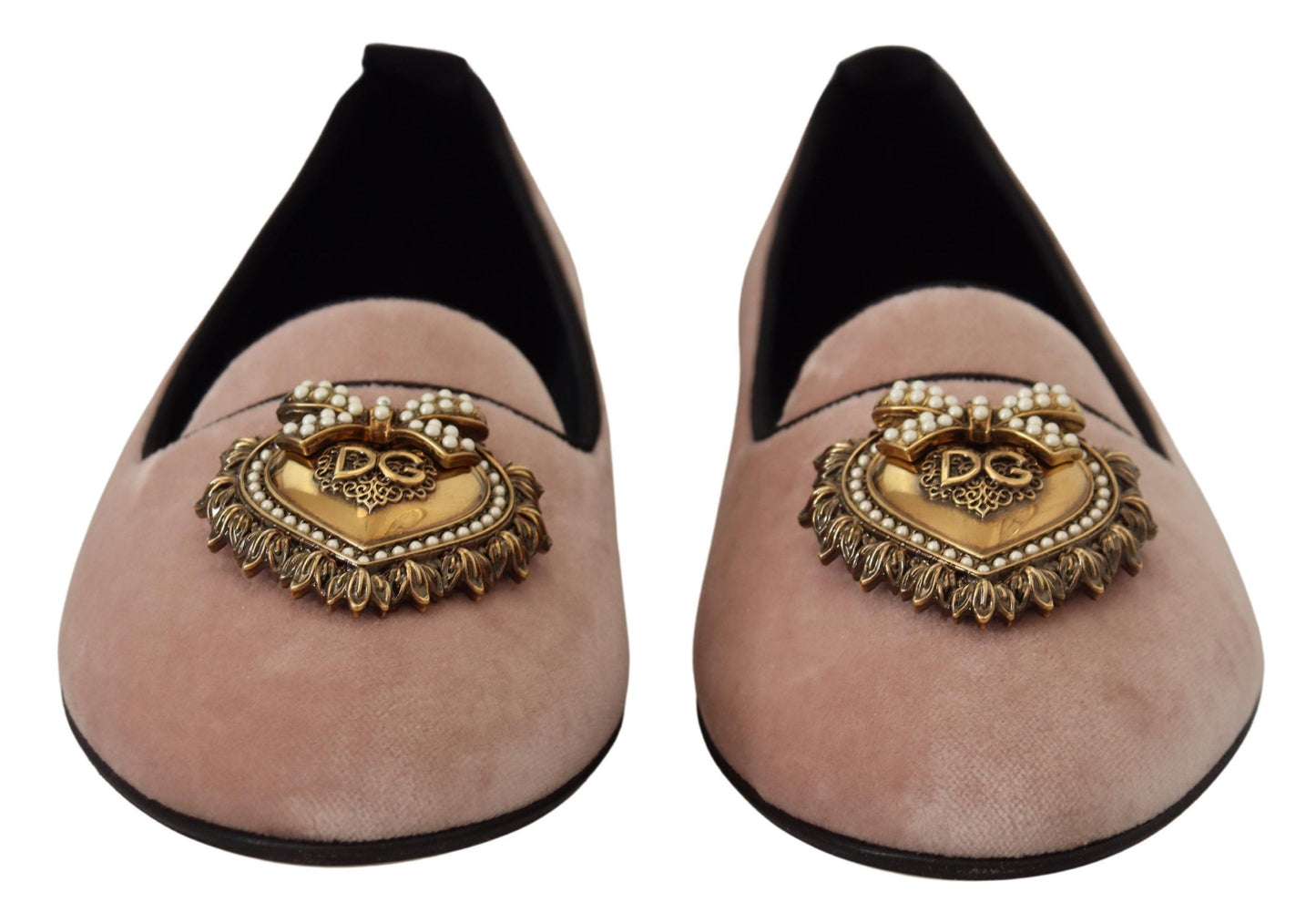 Mocassins plats à enfiler en velours rose Dolce & Gabbana