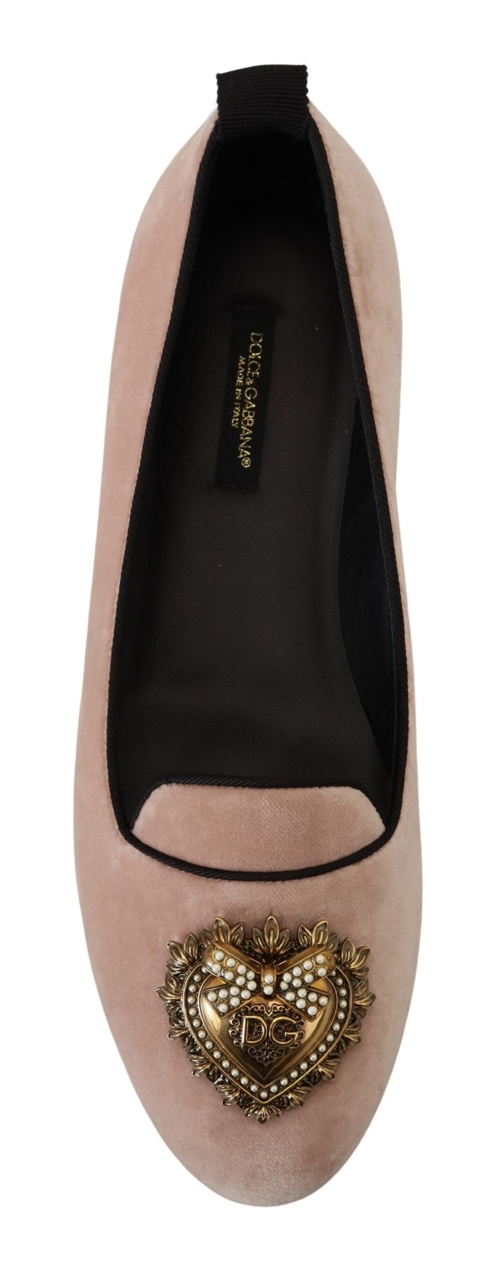 Mocassins plats à enfiler en velours rose Dolce & Gabbana