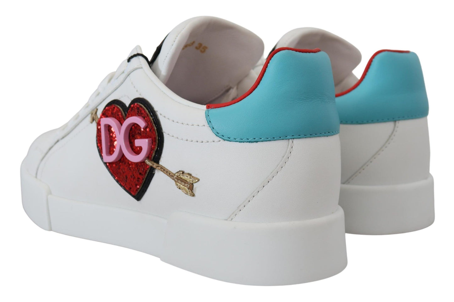 Dolce & Gabbana – Weiße Ledersneaker „Portofino“ mit Herz-Logo