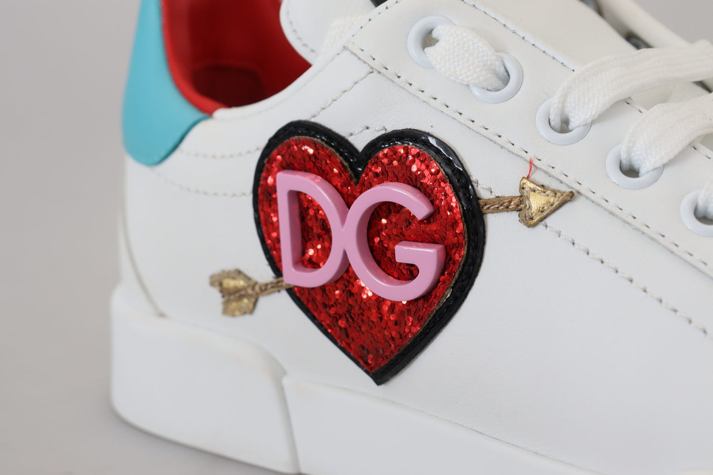 Dolce & Gabbana – Weiße Ledersneaker „Portofino“ mit Herz-Logo