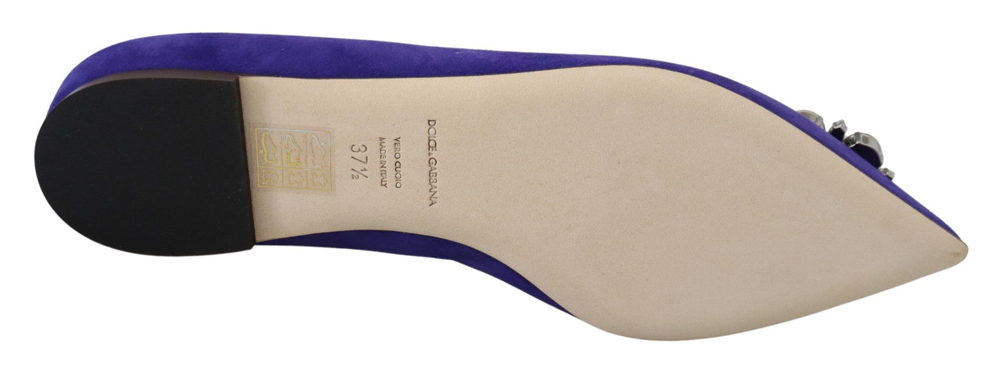 Mocassins plats Dolce & Gabbana en daim violet avec cristaux