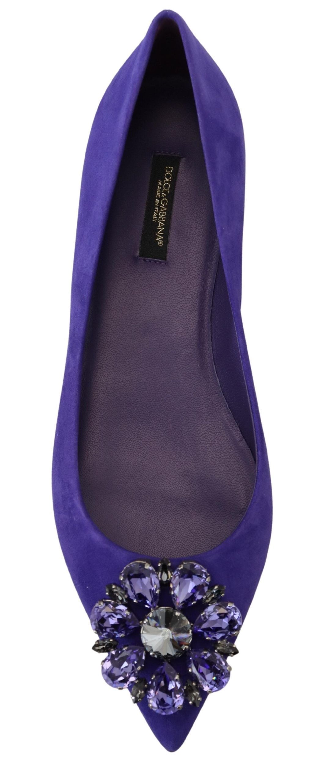 Mocassins plats Dolce & Gabbana en daim violet avec cristaux