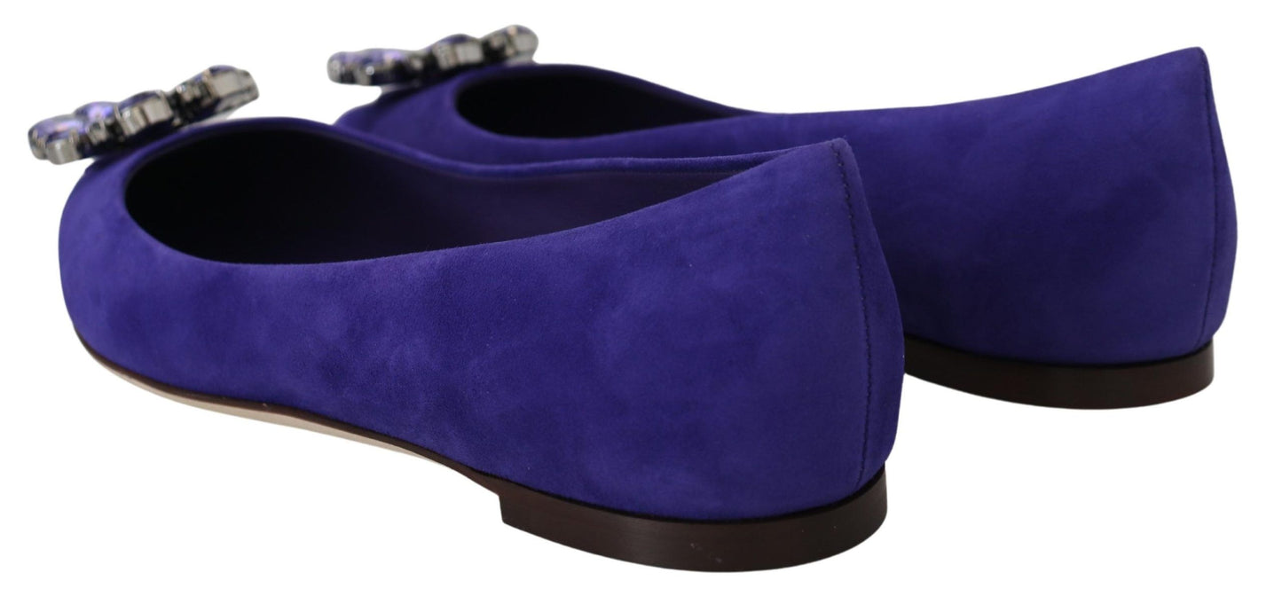 Mocassins plats Dolce & Gabbana en daim violet avec cristaux