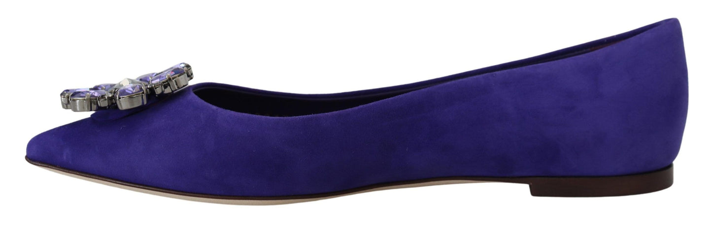 Mocassins plats Dolce & Gabbana en daim violet avec cristaux