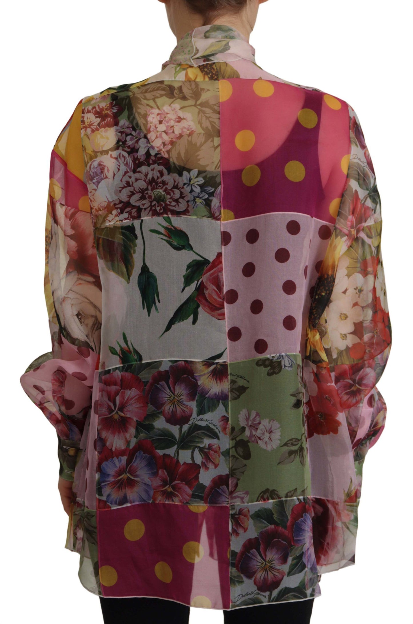 Chemisier patchwork multicolore à col Ascot Dolce & Gabbana