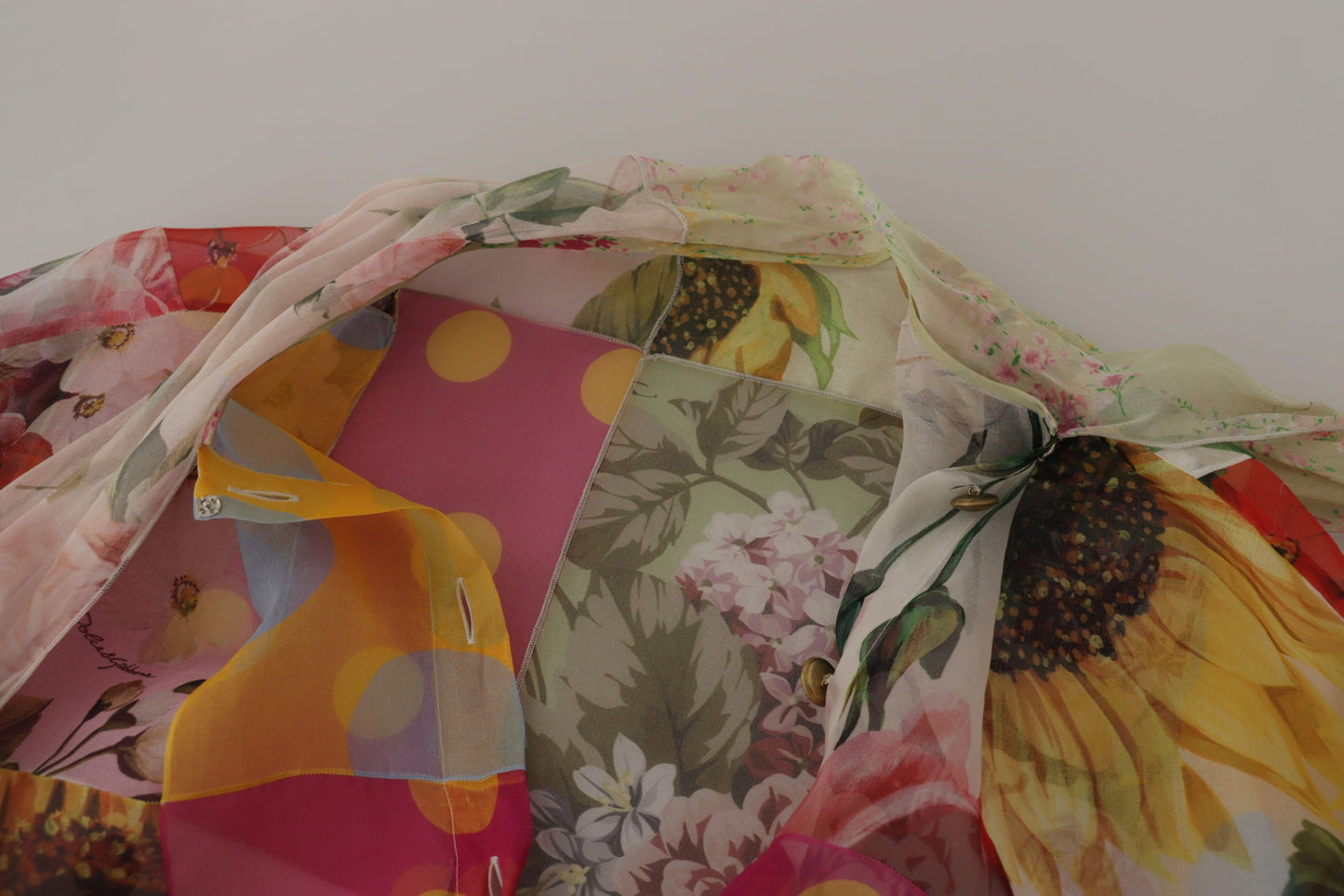 Chemisier patchwork multicolore à col Ascot Dolce & Gabbana
