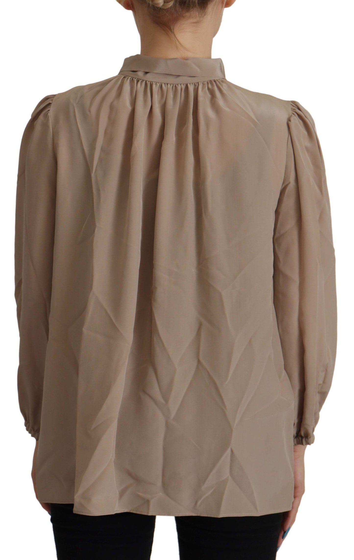 Chemisier marron Dolce & Gabbana à manches à ceinture et col Ascot