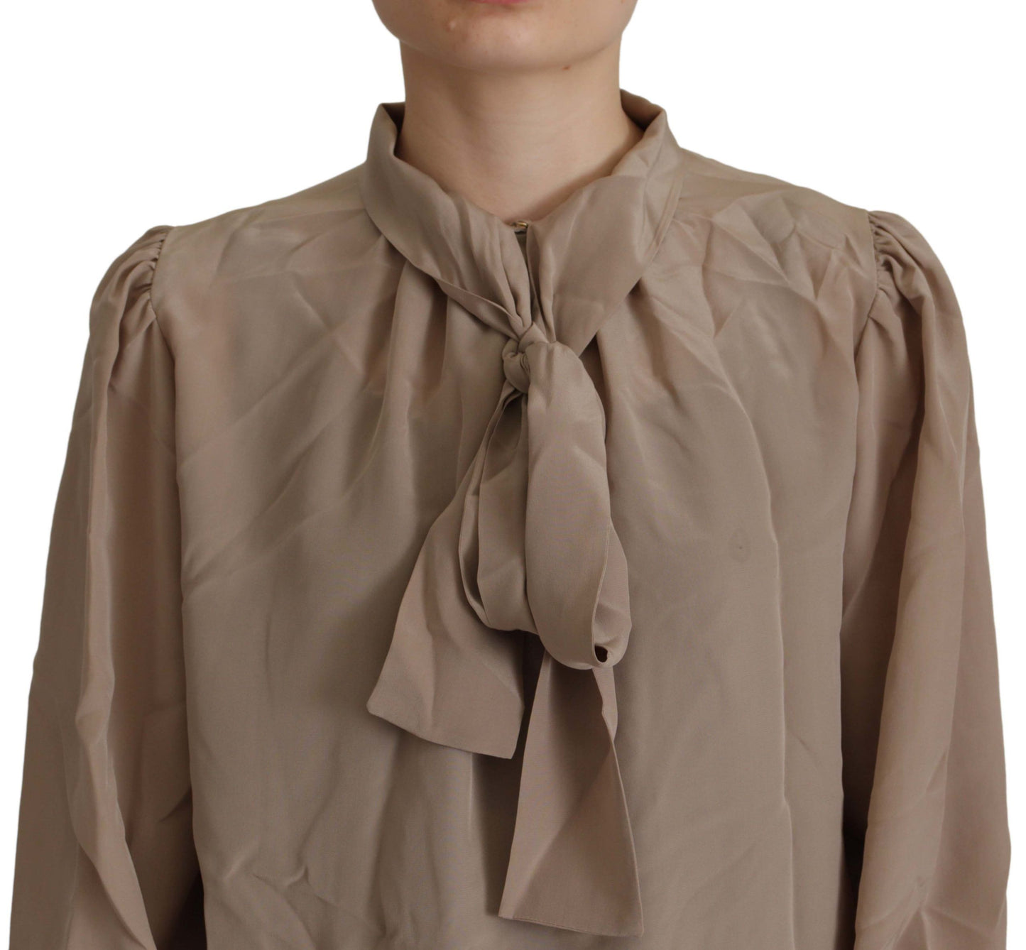 Chemisier marron Dolce & Gabbana à manches à ceinture et col Ascot