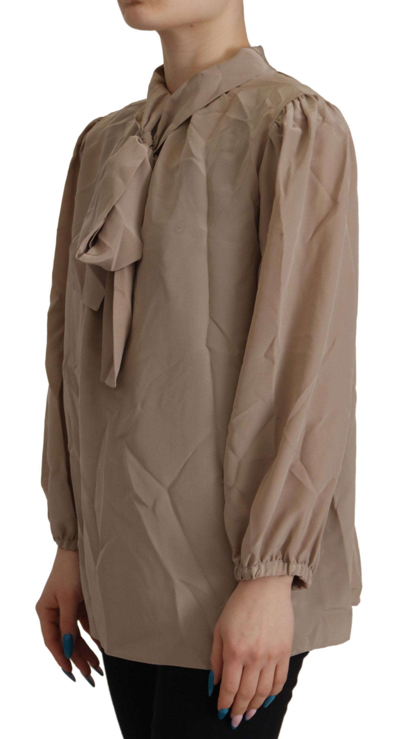 Chemisier marron Dolce & Gabbana à manches à ceinture et col Ascot