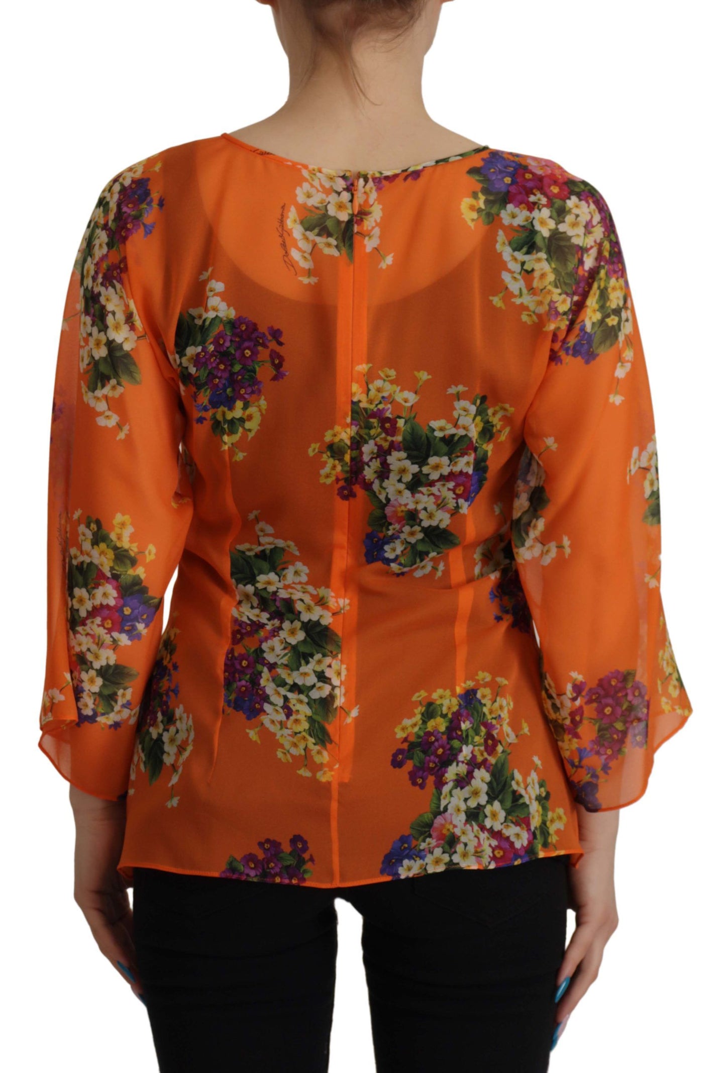 Chemisier à manches longues à imprimé floral orange Dolce & Gabbana