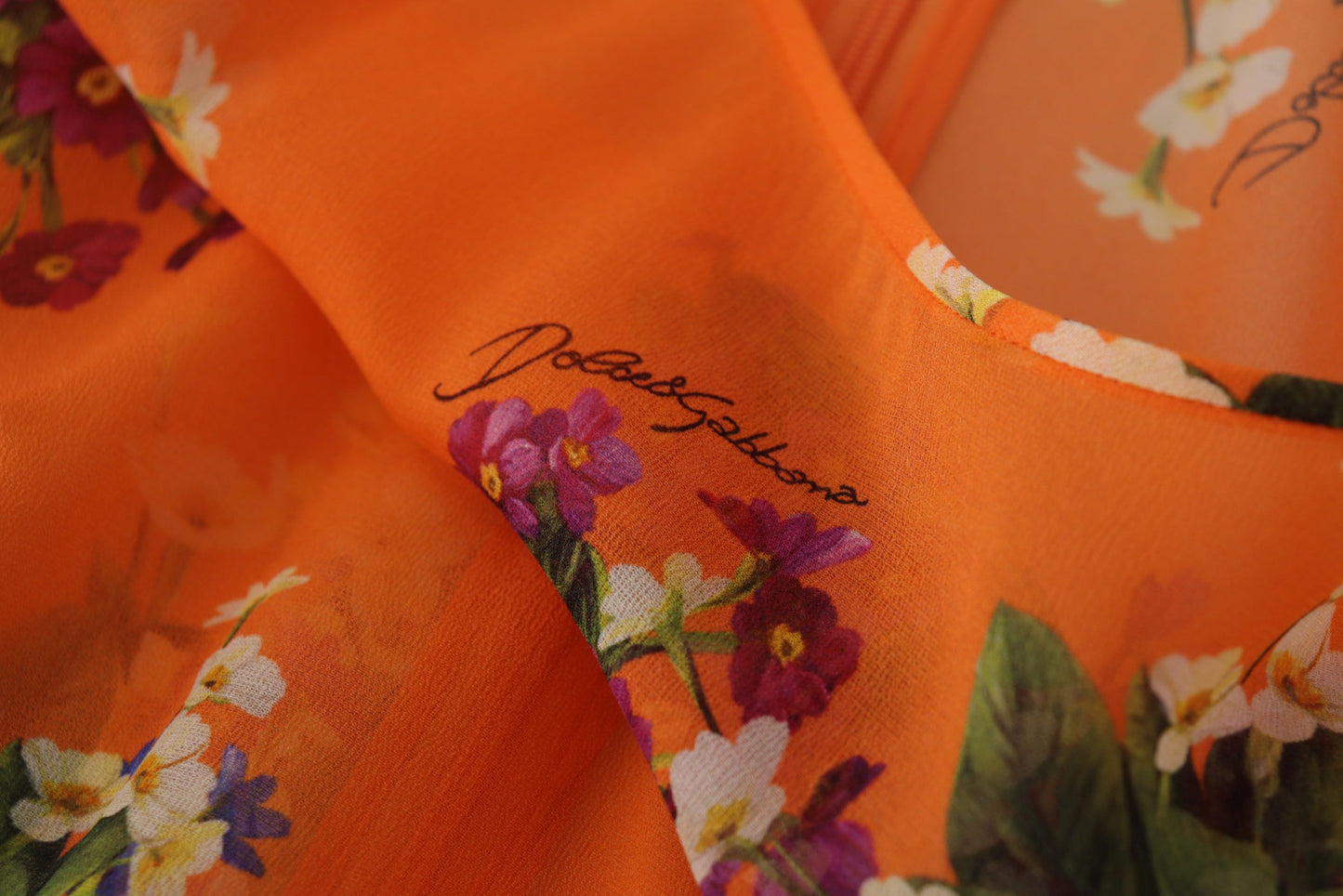 Chemisier à manches longues à imprimé floral orange Dolce & Gabbana