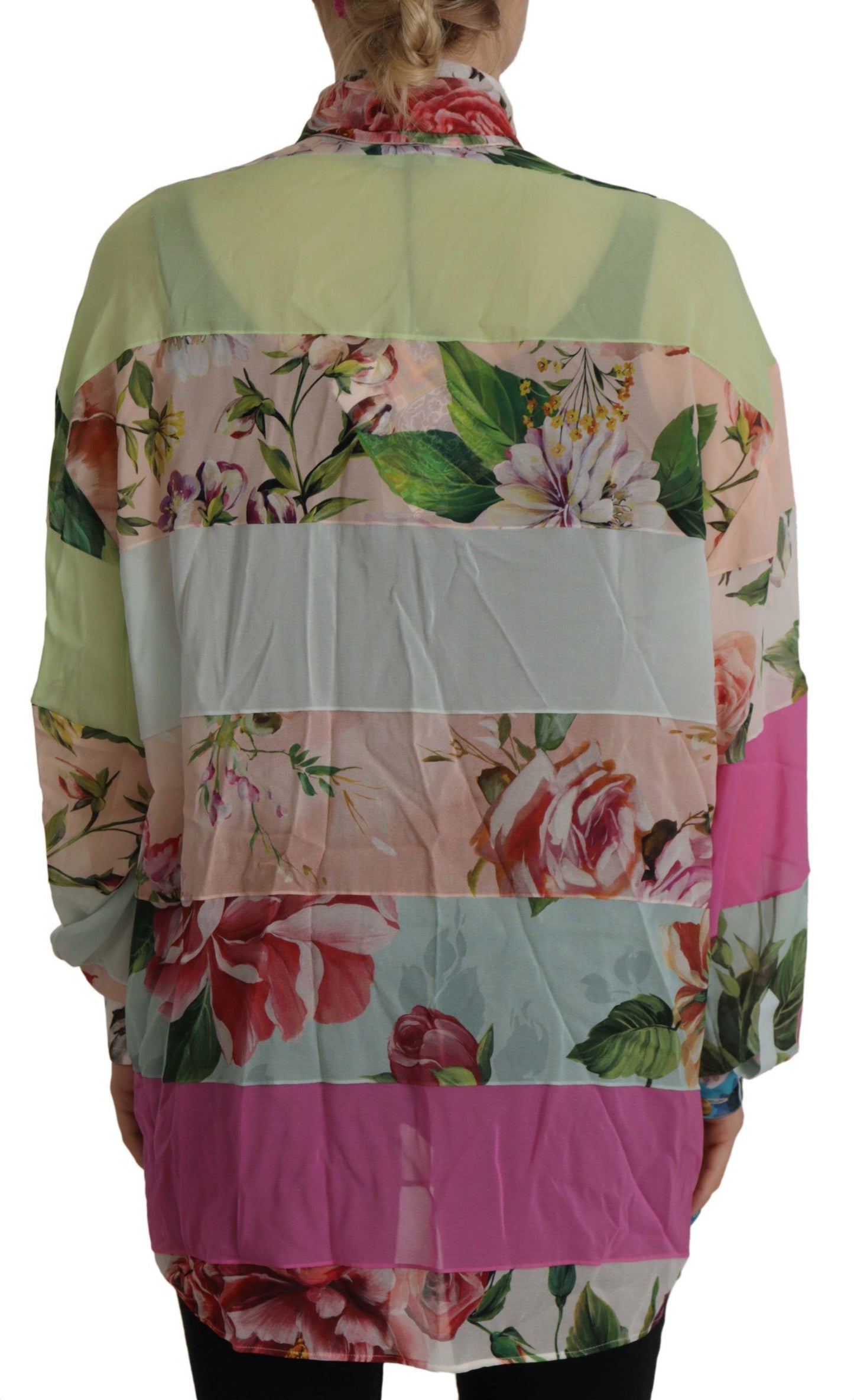 Chemisier à col lavallière Dolce & Gabbana à motif patchwork floral multicolore