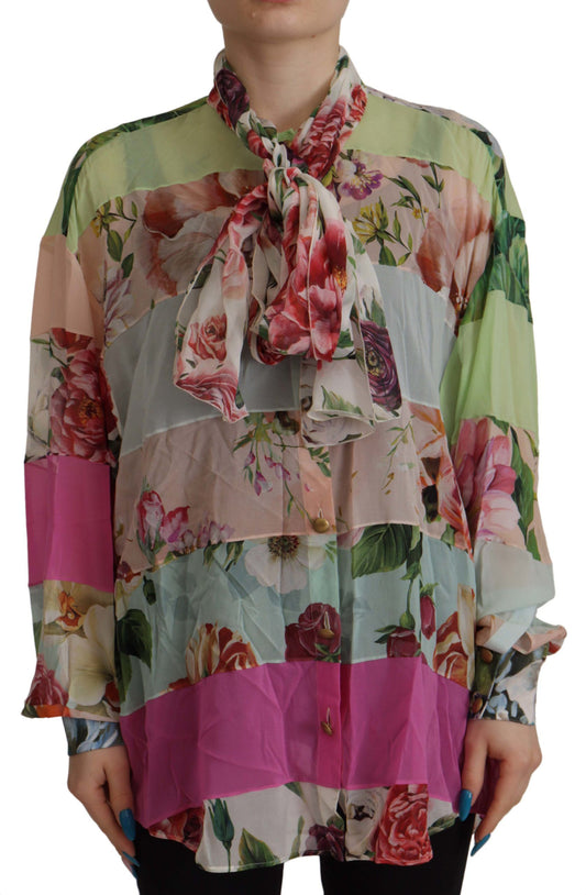Chemisier à col lavallière Dolce & Gabbana à motif patchwork floral multicolore