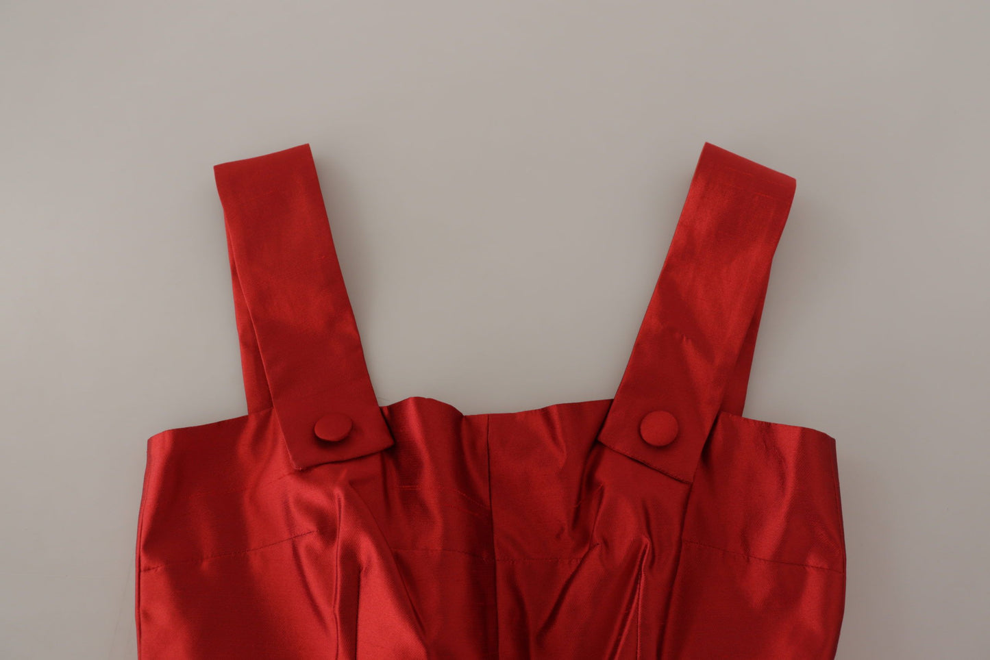 Robe trapèze plissée en satin de soie rouge Dolce & Gabbana