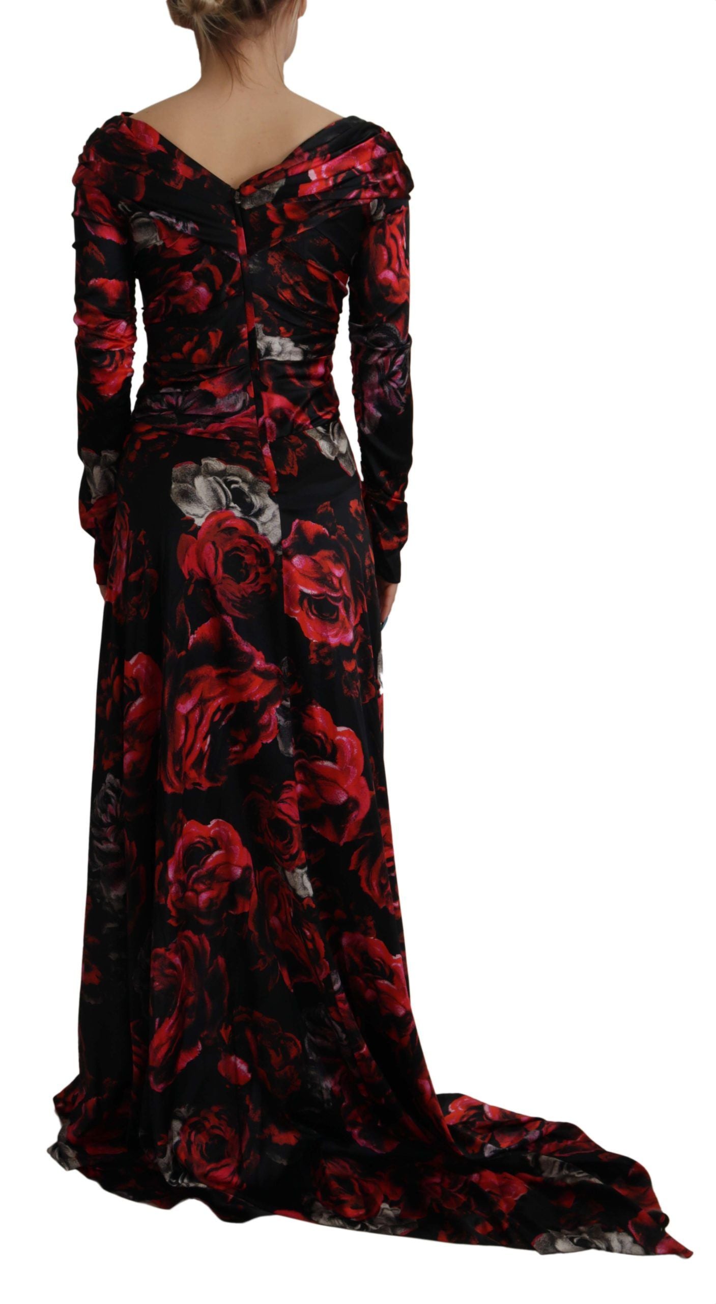 Dolce & Gabbana Schwarzes A-Linien-Etuikleid mit Blumenmuster und Rosen
