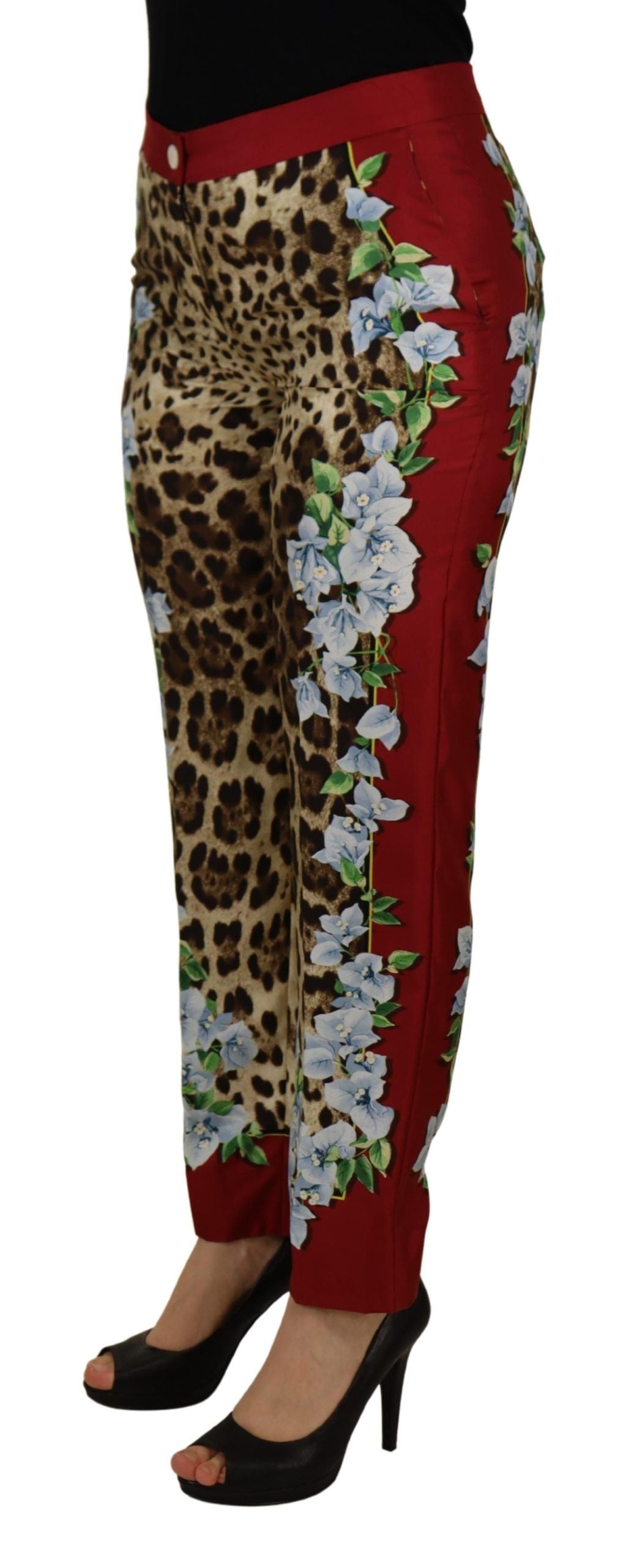 Pantalon taille moyenne imprimé léopard multicolore Dolce & Gabbana