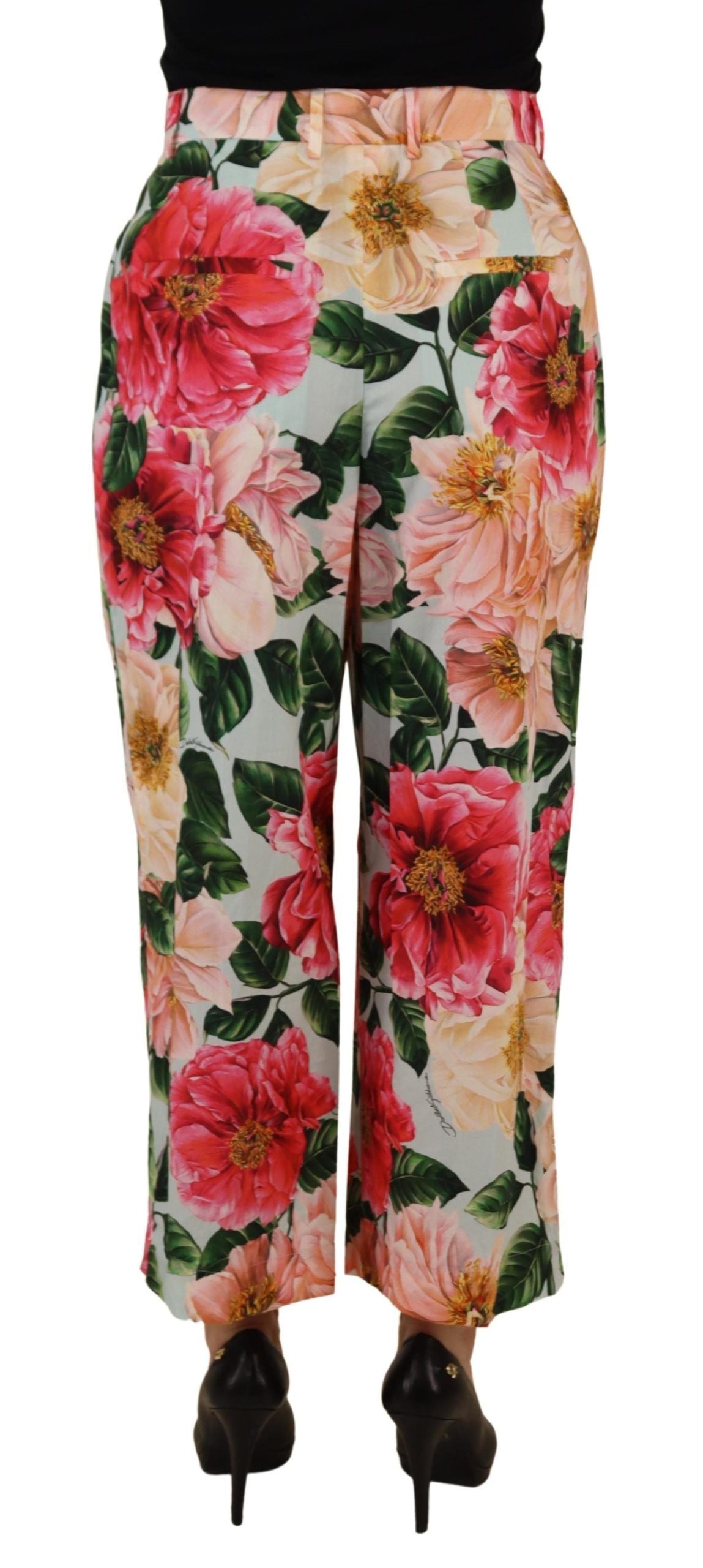 Pantalon court taille haute imprimé floral multicolore Dolce & Gabbana