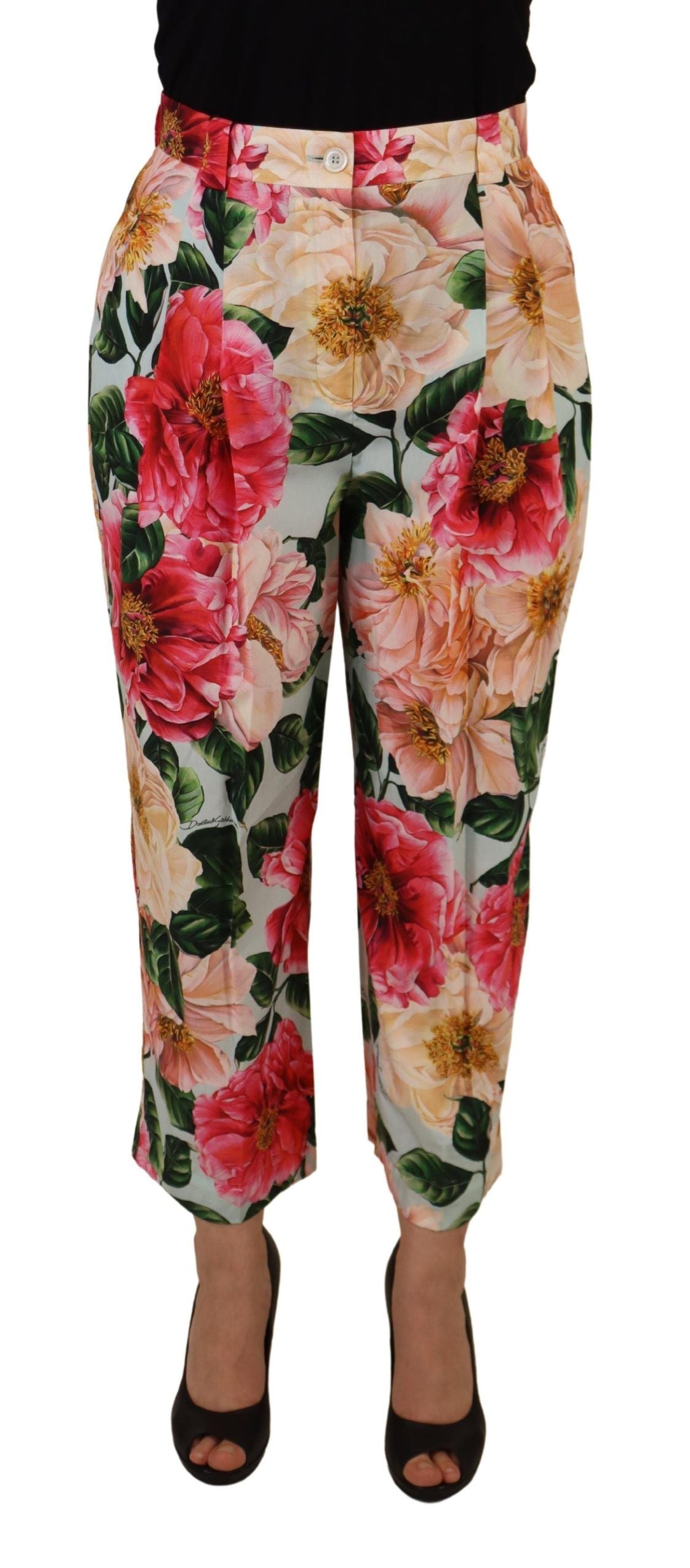 Pantalon court taille haute imprimé floral multicolore Dolce & Gabbana
