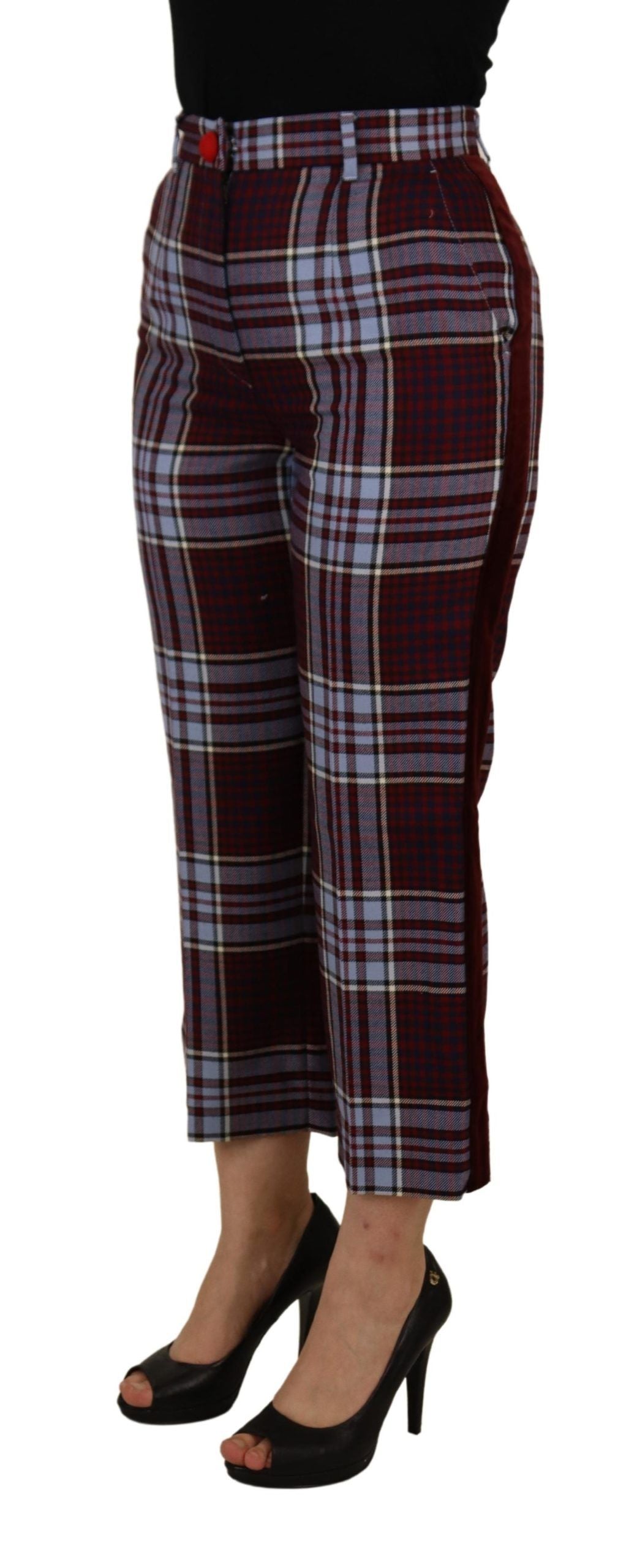 Pantalon court taille haute à carreaux gris Dolce & Gabbana
